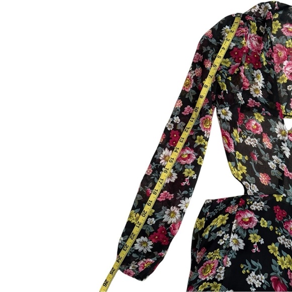 Reformation Joy Black Floral Long Sleeve Maxi Dress Size 2 (S) Vintage First Ed - Picture 3 of 8